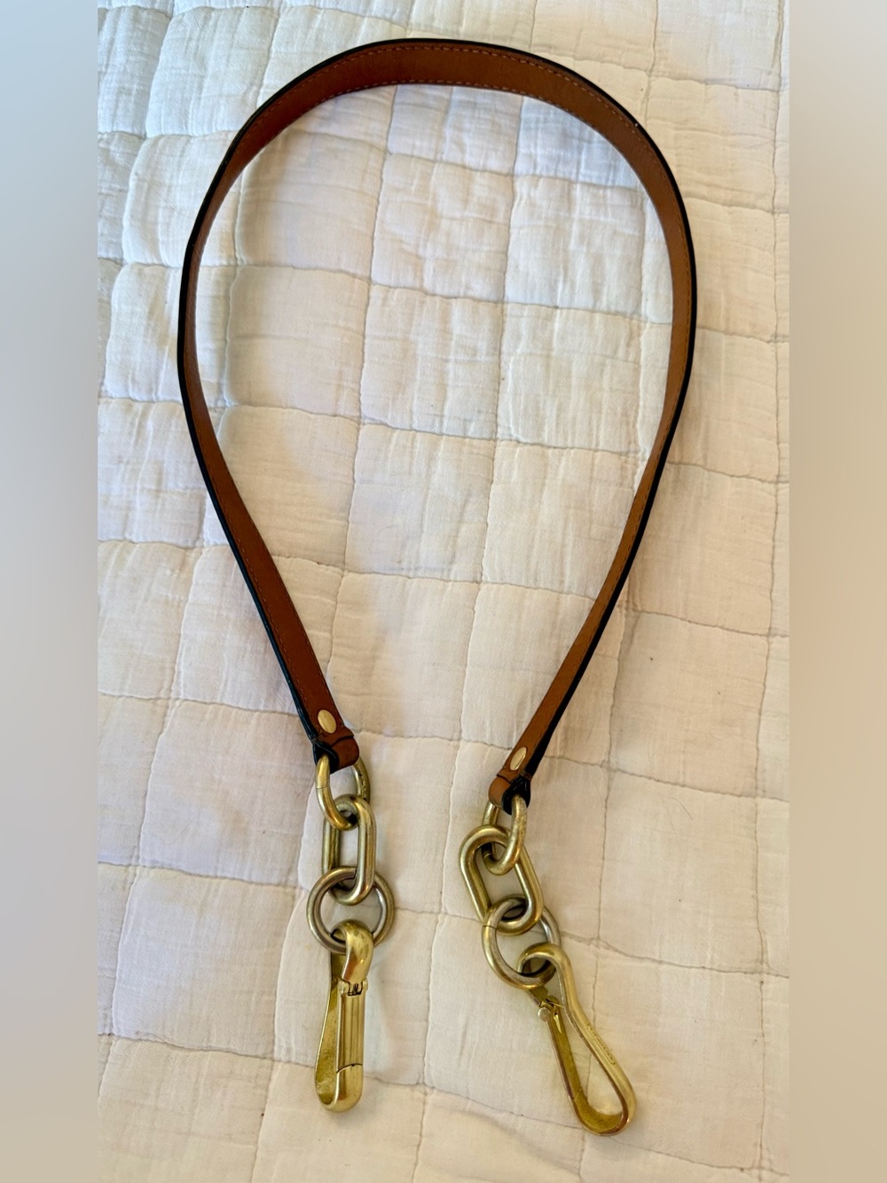Coach Replacement Camel Brown Leather Shoulder Strap 36” Chunky Brass Hardware